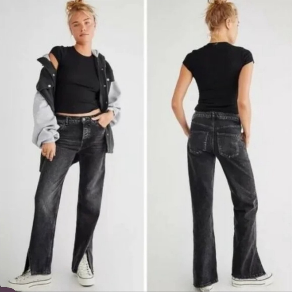 NWT Free People Rockin Black Straight Leg Jeans Size 31
